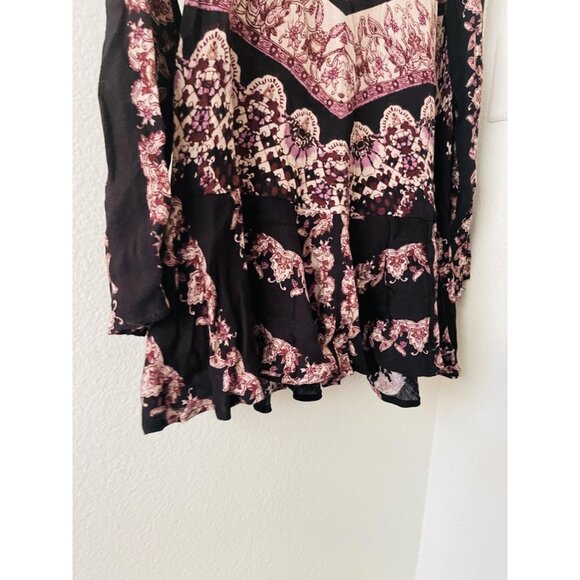 Free People Boho Oversized long sleeve mini Dress SzS - Picture 5 of 8